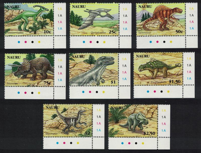 Nauru Dinosaurs and Prehistoric Animals 8v Corners SG#629-636