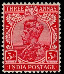 INDIA SG237, 3a carmine, LH MINT. Cat £19.