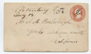 1850s Petersburg [TN?] U9 nesbitt to CA, due 7 handstamp [6026.45]