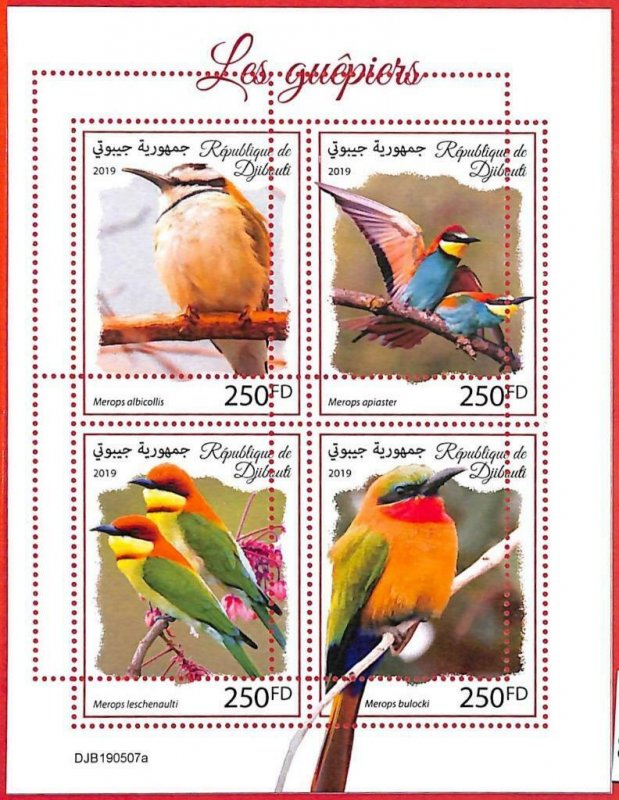 A3886 - DJIBOUTI - ERROR MISPERF, Miniature sheet: 2019, Birds