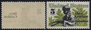 1330 - Black Reverse Offset Error / EFO Davy Crockett Mint NH