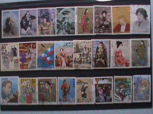 ​JAPAN-24 DIFFERENT VERY OLD THE BEAUTIES AND FAMOUS PERSONS-ARTS USED STAMPS