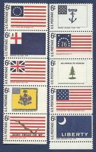 1345-54 6c Historic Flag Series singles VF/MNH/OG