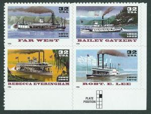United States  Scott 3091, 3093-3095  MNH   Riverboats