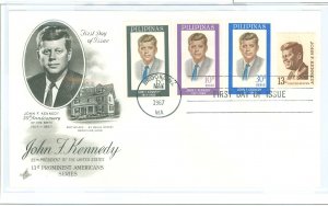 US 1287 1967 John F. Kennedy FDC; artcraft cachet, 3 Phillipine stamps in addition to 1287.