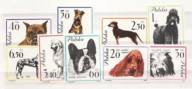 POLAND Sc 1115-23 NH ISSUE OF 1963 - DOGS