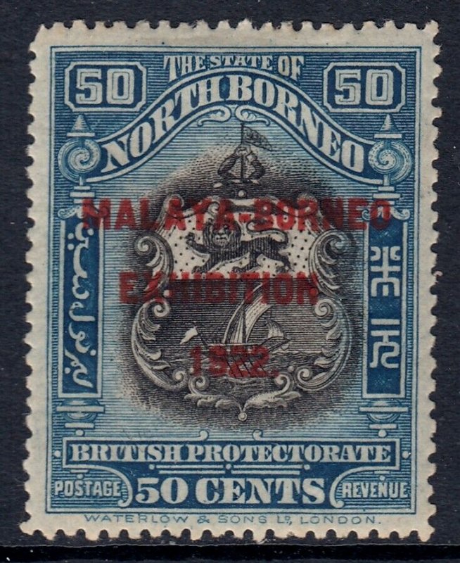 NORTH BORNEO — SCOTT 153c (SG 275) — 1922 50¢ MALAYA BORNEO ARMS — MH — SCV $17