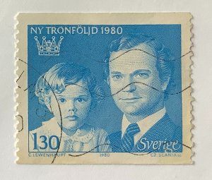 Sweden 1980 Scott 1319 used - 1.30kr, King Carl XVI Gustav & Princess Victoria