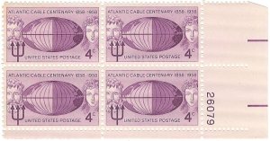 1112: Atlantic Cable Centenary - Plate Block - MNH - 26079-LR