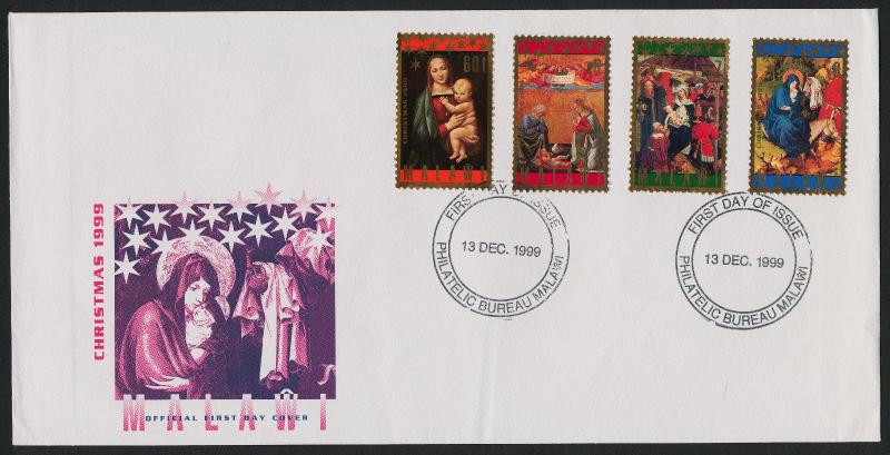 Malawi 691-4 on FDC - Christmas, Art, Paintings