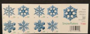 4105-8 MNH Booklet of 20, Snowflakes, Unfolded