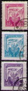 KOREA Sc# 212A - 212C USED F UNWMK Set3 Reconstruction Hands