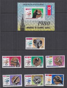 KOREA, 1980 Olympic Games Medal Winners set of 7 + Souvenir Sheet, perf., mnh.