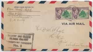 APO 915 (Christmas Island) to Apia, Western Samoa 1943 Scarce Censor (C5430)