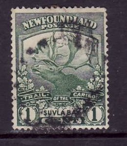 Newfoundland-Sc#115-used 1c green Suvla Bay -1919-id#10-