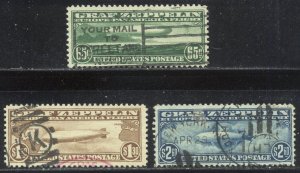 U.S. #C13-15 Used VF Set - 1930 Graf Zeppelin Issue