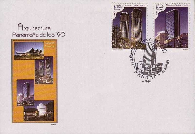 PANAMA ARCHITECTURE of the 1990s, BUILDINGS Sc 887-888 FDC 2001