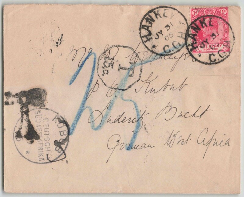 Cape of Good Hope 1905 Postage Due Cover Hankey to Kubub German East Africa