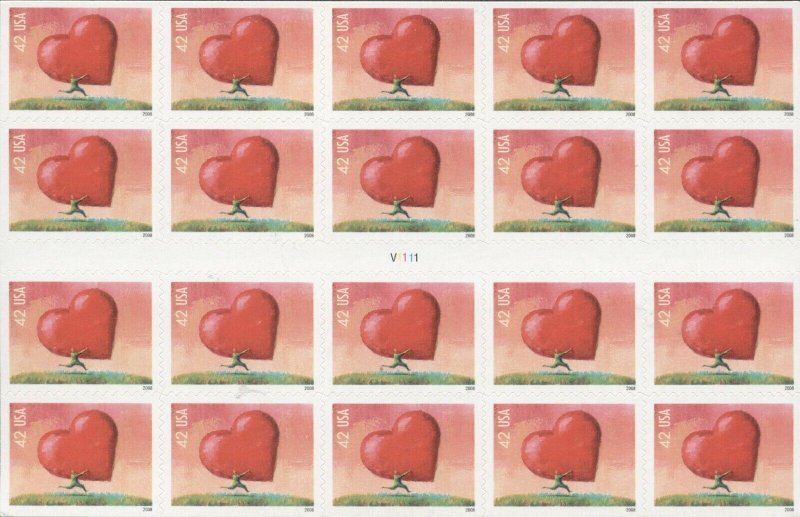 US: 2008 LOVE - ALL HEART; Convertible Booklet Sc 4270; 42 Cents Values