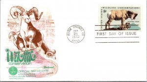 FDC 1972 SC #1467a Fleetwood, Big Horn Sheep - Warm Springs GA - Single - F78383