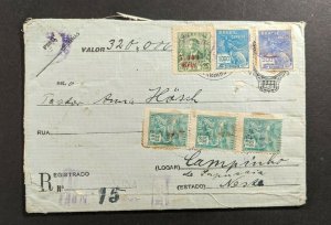 1932 Guandini Brazil Registered Airmail Cover to Campinho Overprint