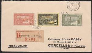 GUADELOUPE 1923 Registered cover Pointe a Pitre to Switzerland.............46765