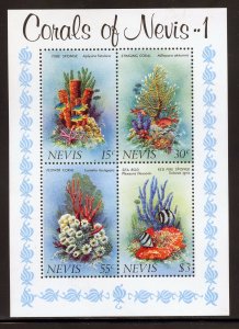 Nevis 166a MNH, Coral Souvenir Sheet from 1983.