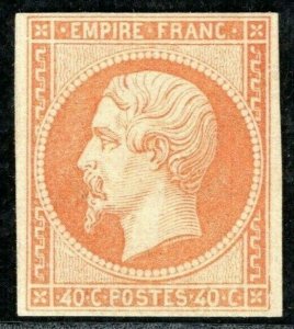 FRANCE Classic Stamp Sc.11 40c Die I Napoleon (1853) Mint MNG c$2,000- ORANGE229