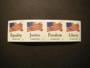 Scott 4637-40 or 4640a, Forever Flags, Strip of 4, MNH Coil Beauties
