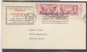 US 778a-b 1936 two stamps from the Farley TIPEX S/S on an addressed (typed) FDC with a Ludwig cachet