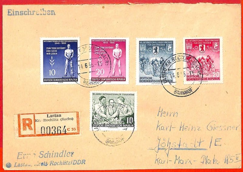 aa2468 - GERMANY DDR  - Postal History - Registered  COVER 1955  Cycling