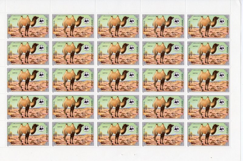 Mongolia 1985 Sc#1443/1446 WWF Camelus  Bactrianus Full Sheetlet (25) UNFOLDED
