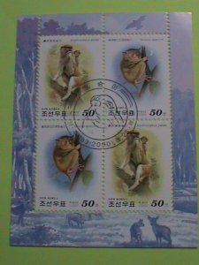 KOREA STAMP 2000-ERYTHROCEBUS  PATAS & TARSIUS SPECTRM-CTO-MNH SOUVENIR SHEET: