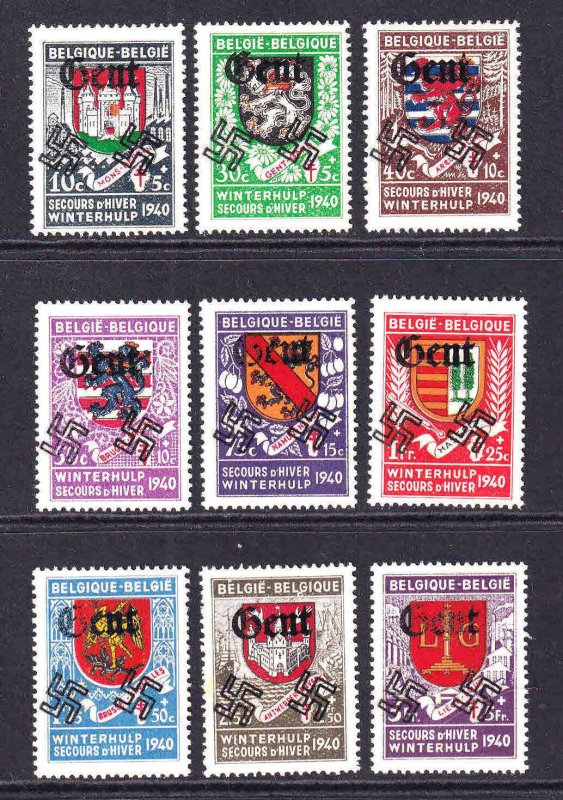 BELGIUM B264-B272 GENT OVERPRINTS OG NH F/VF TO VF SET BEAUTIFUL GUM