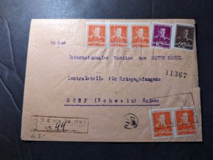 1943 Censored Registered Romania Cover Arad to Geneva Switzerland