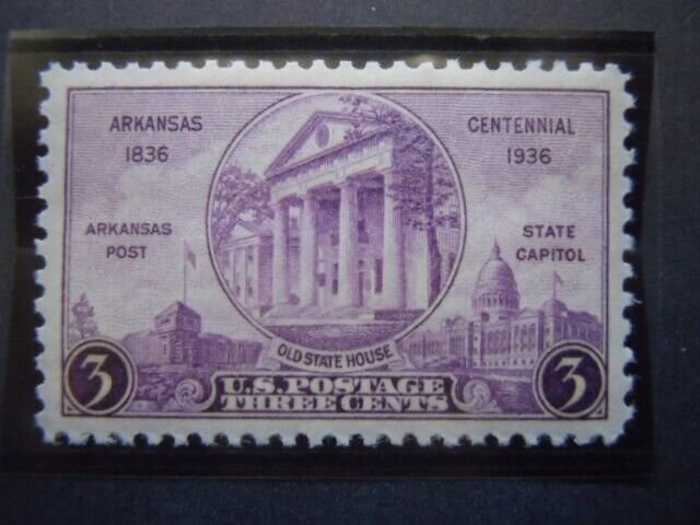 1936 #782 3c Arkansas Centennial MNH OG VF/XF  #2c Includes New Mount