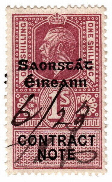 (I.B) George V Revenue : Ireland Contract Note 1/- (Free State OP ...