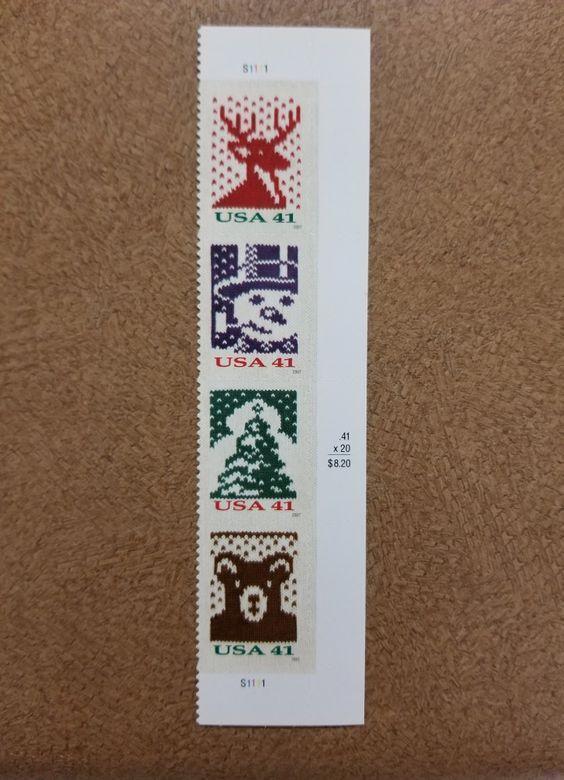 2007 41c Holiday Knits, Strip of 4 Scott 4207-4210 Mint F/VF NH