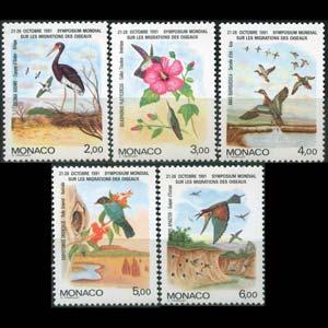 MONACO 1991 - Scott# 1744-8 Migratory Birds Set of 5 NH