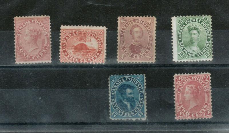 Canada #14 - #20 (No #16) Mint Fine - Very Fine Unused (No Gum) Set