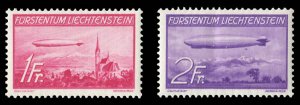 Liechtenstein #C15-16 Cat$160, 1936 Zeppelin, set of two, never hinged