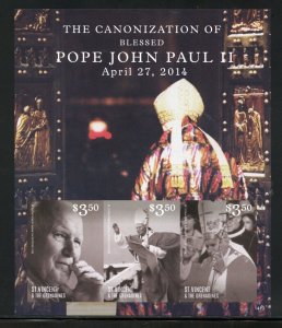 SPECIAL ST. VINCENT  CANONIZATION OF POPE JOHN PAUL II  IMPERF SHEET SET MINT NH