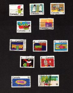 CANADA USED SET OF 12 STAMPS 1970 CHRISTMAS ISSUE SCOTT # 519 - 530