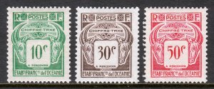 French Polynesia - Scott #J18, J19, J20 - MH - SCV $1.30