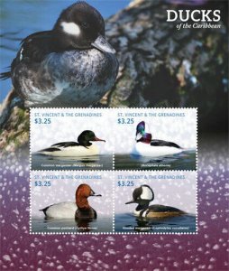 St. Vincent 2015 - Ducks of the Caribbean, Animal Bird - Sheet of 4 Stamps - MNH