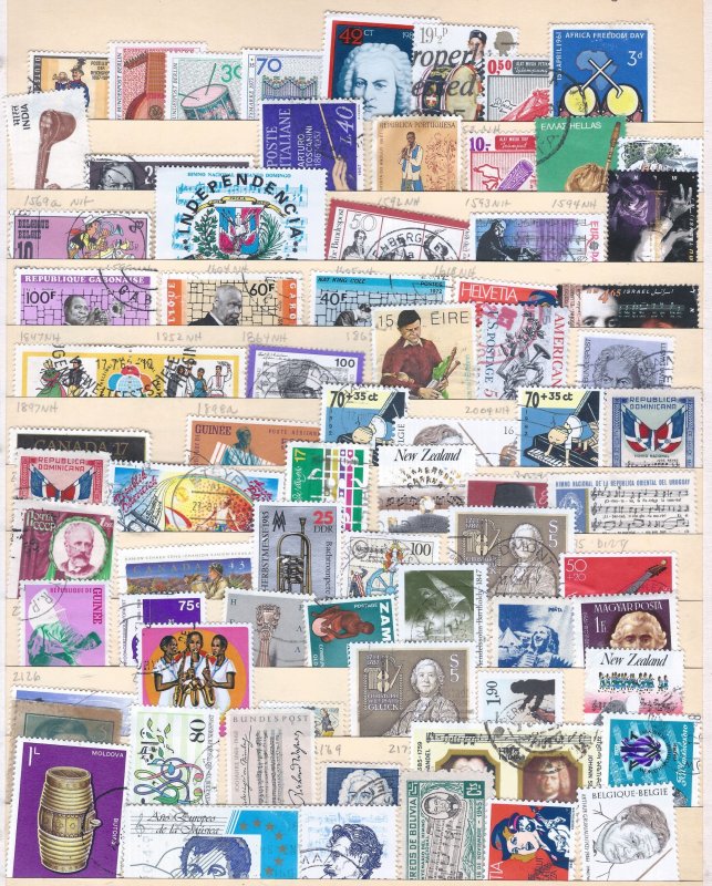 72 WW MUSIC ON STAMPS STARTS AT A LOW PRICE!