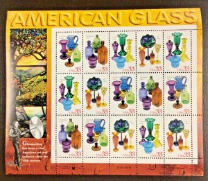 3325-3328   American Glass  MNH 33 c Sheet of 15   FV $4.95  Issued in 1999