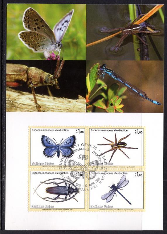 UN Geneva 499a Insects Arachnids Maxi Card UN Postal Admin U/A FDC 