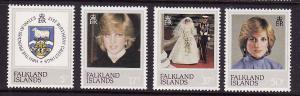 Falkland Is.-Sc#348-51-unused NH set-Princess Diana-1982--