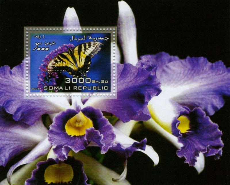 Somalia 2006 Butterflies & Orchids Souvenir Sheet Perforated mnh.vf